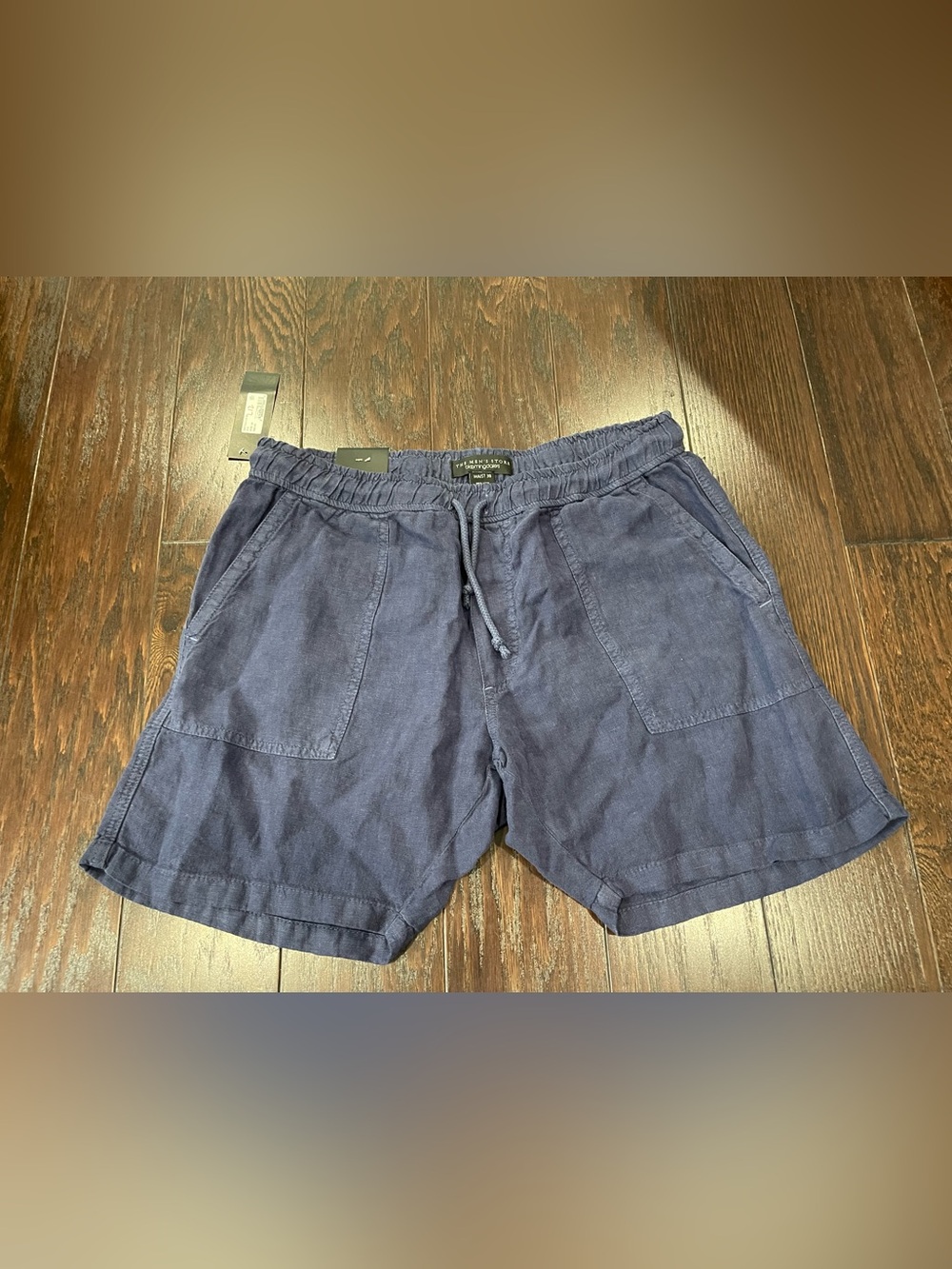 The Men's Store at Bloomingdale's Solid Linen 7" Short Men Size 38 Navy NEW